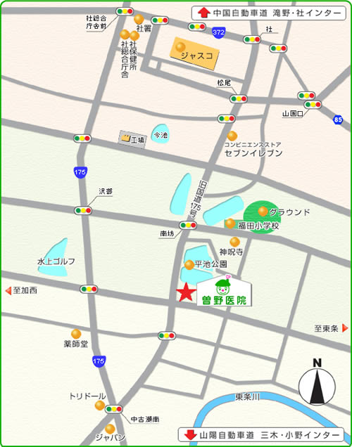 曽野医院「そのデイケア」「その居宅介護支援事業所」への交通・アクセス地図　最寄のバス停「東古瀬」下車　徒歩5分